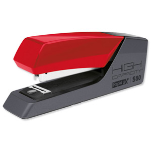 Rapid S50 Stapler Flat Clinch Half Strip Solid Steel Capacity 50 Sheets Red Ref 24148412