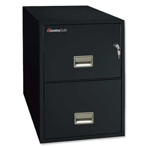 Sentry 2500 Filing Cabinet 1hr Fire Safe 2 Drawers W498xD635xH701mm Black Ref 2G2510B