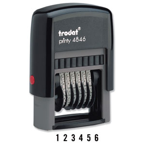 Trodat Printy 4846 Numberer Stamp Plastic Self-inking 6-digit 24x4mm Ref 89376