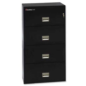 Sentry 5000 Lateral File 1hr Fire Safe 4 Drawers W909xD518xH1362mm Black Ref 4L3610B