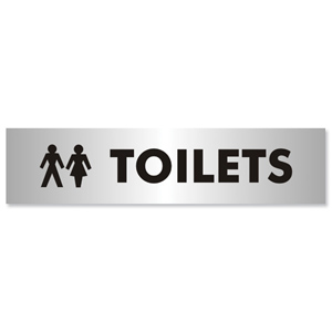 Toilets Sign Brushed Aluminium Acrylic 190x45mm