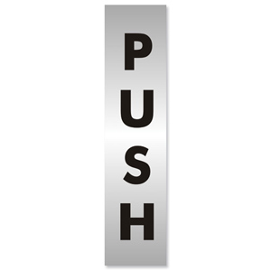 Push Sign Brushed Aluminium Acrylic 190x45mm