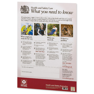 Stewart Superior Health and Safety Law HSE Statutory Poster 2009 PVC W420xH595mm A2 Ref FWC80