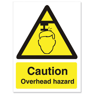Stewart Superior Caution Overhead Hazzard Sign Self Adhesive Vinyl150x200mm Ref WO132SAV