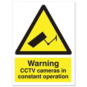 Stewart Superior Caution CCTV Camera Sign Self Adhesive PVC 150x200mm Ref WO143PVC