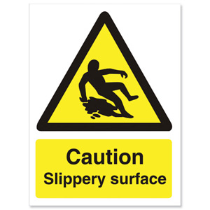 Stewart Superior Caution Slippery Surface Sign Self Adhesive Vinyl 150x200mm Ref WO134SAV