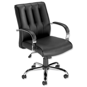 Influx Breeze F8 Executive Armchair Leather Look Back H W495xD485xH480-520mm Black