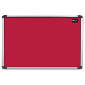 Nobo Euro Plus Noticeboard Felt with Fixings and Aluminium Frame W924xH615mm Red Ref 30230191