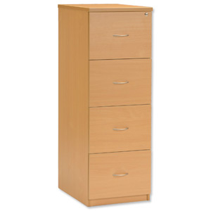 Influx Filing Cabinet 4 Drawers Foolscap W500xD600xH1335mm Beech