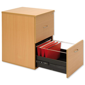 Influx Pedestal Filing Cabinet 2 Drawers Foolscap W500xD600xH720mm Beech