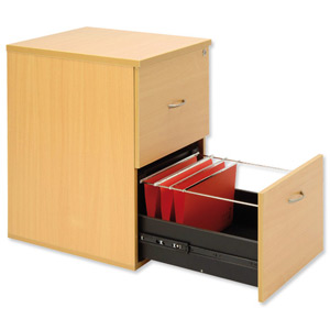 Influx Pedestal Filing Cabinet 2 Drawers Foolscap W500xD600xH720mm Maple