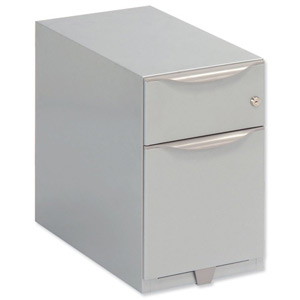 Sonix Filing Pedestal PL2S Slimline Low 2 Drawers Under-desk Steel Silver W300xD564xH495mm Ref WV359MSF