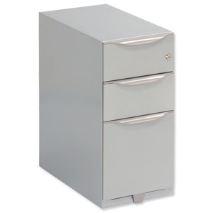 Sonix Filing Pedestal PL3S Slimline Tall 3 Drawer Underdesk Steel Silver W300xD564xH645mm Ref WV3552MSSF