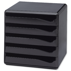 Post Set Filing Unit with 5 Drawers A4 Black