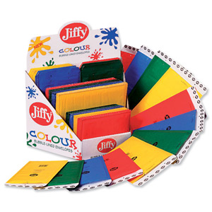 Jiffy Mailmiser Coloured Bag Selection Box Sizes 12x No1 12x No3 12x No5 Assorted Ref MSEL39101 [Box 36]