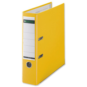 Leitz Lever Arch File Plastic 80mm Spine Foolscap Yellow Ref 1110-00-15 [Pack 10]