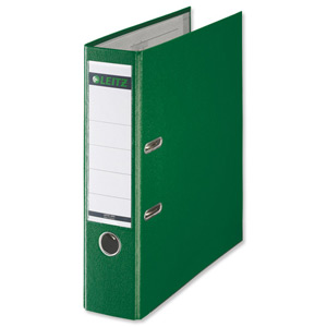 Leitz Lever Arch File Plastic 80mm Spine Foolscap Green Ref 1110-00-55 [Pack 10]
