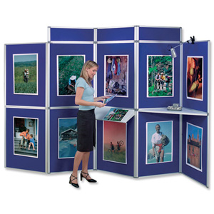 Nobo Pro-Panel Display and Bag 10 Panels Blue Fabric and Dry White Sides 20kg W3750xH2020xmm Ref 1901921