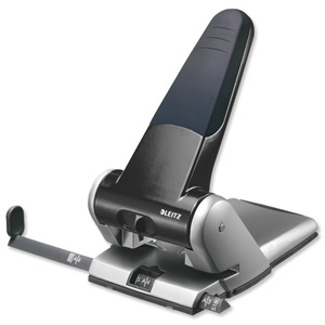 Leitz 5180 Punch 2-Hole Heavy-duty Long-handled Capacity 65x 80gsm Black and Grey Ref 5180-00-95