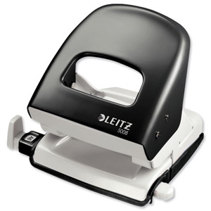 Leitz 5008 Punch 2-Hole Metal Robust with Hardened Cutters Capacity 25x 80gsm Black Ref 5008-00-95