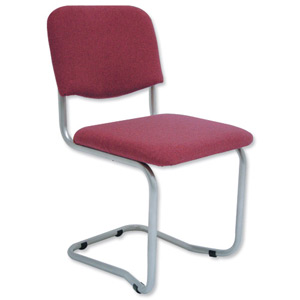 Trexus Cantilever Chair Upholstered Stackable Silver Frame Seat W480xD420xH470mm Burgundy