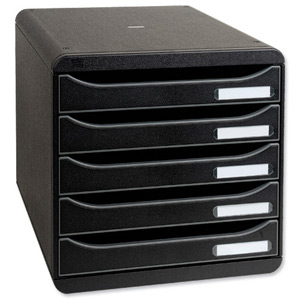 Exacompta Big Box Plus Drawer Set Plastic 5 Drawers each H43mm A4plus Black Ref 309714D