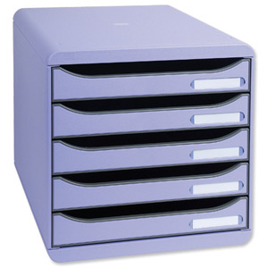 Exacompta Big Box Plus Drawer Set Plastic 5 Drawers each H43mm A4plus Pale Violet Ref 309786D