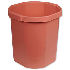 Mutiform Forever Waste Bin Recycled Plastic 18 Litre Brick Red Ref 435103-Drawer