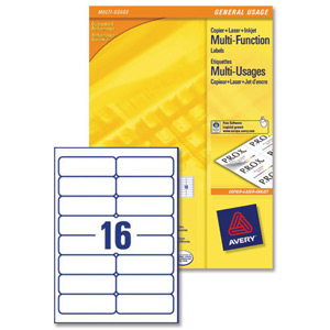 Avery Multifunction Copier Labels 16 per Sheet 105x37mm White Ref 3657 [Pack 640]