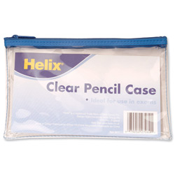 Helix Pencil Case PVC Coloured Zip 200x125mm Clear Assorted Ref M77040