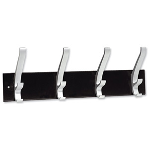 Unilux Cypres Coat Peg Steel Frame with Fixings Capacity 4 Aluminium Coat Pegs Black Ref 764V06