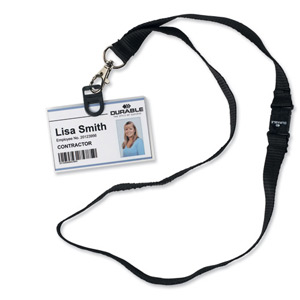 Durable CardFix Holder for ID with 20mm Wide Textile Safety-release Necklace Black Ref 8187/01 [Pack 10]
