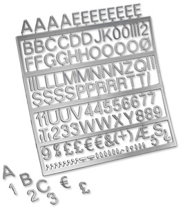 Nobolux Spare Characters Assorted for Letter Boards 28mm Chrome-look Ref 1901938 [Pack 155]