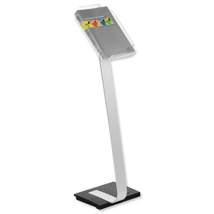 Durable Display Stand Aluminium Floor-standing Weighted Base Landscape or Portrait A4 1.05m Ref 4863/23