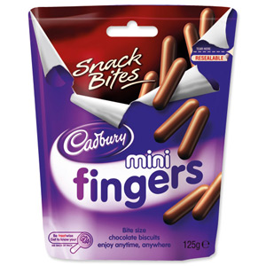 Cadbury Mini Fingers Chocolate Covered Finger Biscuits Pouch Pack 125g Ref A07360