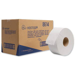 Hostess Mini Jumbo Toilet Tissue Rolls 2-Ply 94mmx200m White Ref 8614 [Box 12]