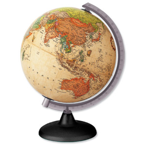 Stewart Superior Orion Globe Antique Style Political Boundaries 30cm Smoked Black Arc & Base Ref Orion 30