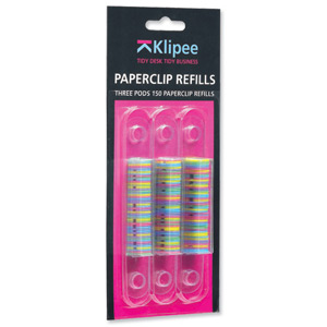 Klipee Paper Clip Refill for Klippee Dispenser Pack of 50 Clips Multicoloured Ref PCDF001 [Pack 3]