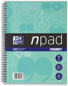 Oxford npad Modern Notebook Twin Wirebound 90gsm Ruled Margin 4 Holes 140 Pages A4+ Ref C02165 [Pack 3]