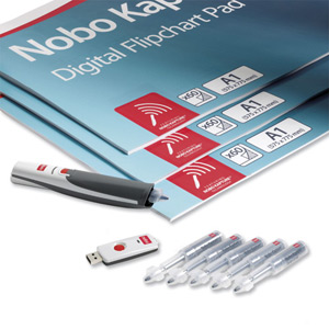Nobo Kapture Digital Flipchart Office Kit 3x 60-sheet Pad Digital Bluetooth Pen Cartridges Ref 1902590
