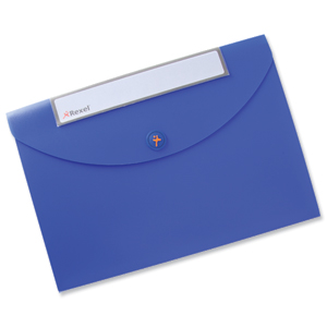 Rexel Optima Document Wallet Polypropylene Magnetic-seal for 150 Sheets A4 Blue Ref 2102480 [Pack 3]