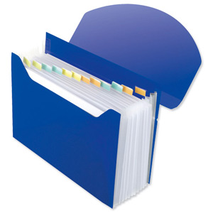 Rexel Optima Expanding Organiser File Polypropylene 13-Part Capacity 500 Sheets A4 Blue Ref 2102484