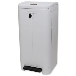 Rubbermaid Step On Best Waste Bin Front Opening Large Pedal Rubber Wheels 100 Litres White Ref WHT 6151