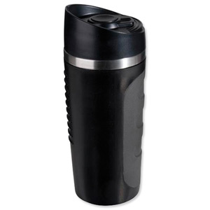 Emsa City Mug Vacuum Insulated Stainless Steel Liner Leakproof 0.36 Litre Black Ref 507520