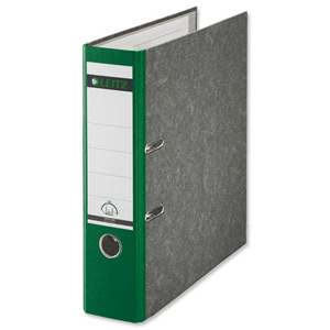 Leitz Standard Lever Arch File 80mm Spine Foolscap Green Ref 1082-55 [Pack 10]