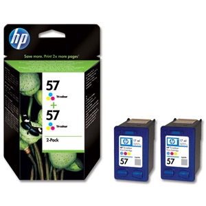 Hewlett Packard [HP] No. 57 Inkjet Cartridge Page Life 1000pp 17ml x 2 Colour Ref C9503ae [Pack 2]
