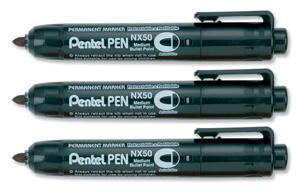 Pentel NX60 Permanent Marker Retractable Chisel Tip Max.6mm Line Black Ref NX60-A [Pack 12]