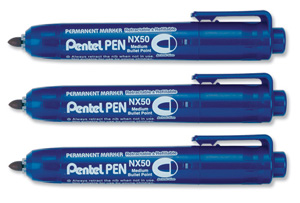 Pentel NX60 Permanent Marker Retractable Chisel Tip Max.6mm Line Blue Ref NX60-C [Pack 12]