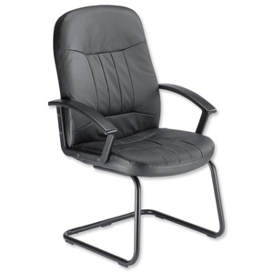 Trexus County Visitor Chair Leather Cantilever Back H620mm Seat W520xD480xH460mm Black