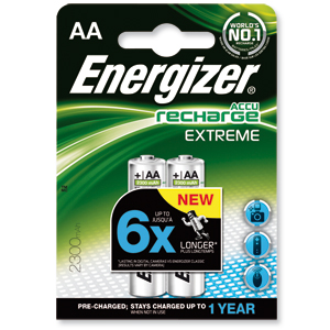Energizer Battery Rechargeable NiMH Capacity 2300mAh HR6 1.2V AA Ref 626178 [Pack 2]